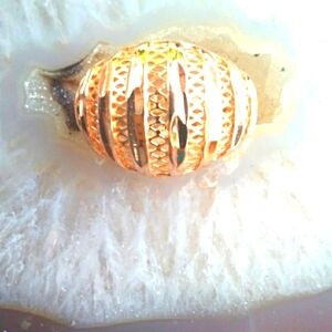 Women's Ring. 18k Yellow Gold Plated with Lace Pattern.